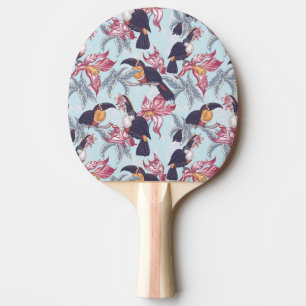 Toucans With Exotic Flowers Ping Pong Paddle