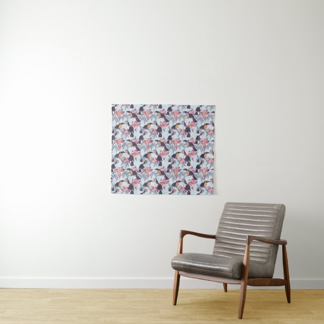 Toucans With Exotic Flowers Tapestry (In Situ (Horizontal))