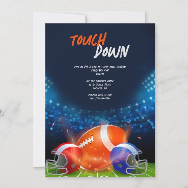 Touch Down Football Party Invitation (Front)