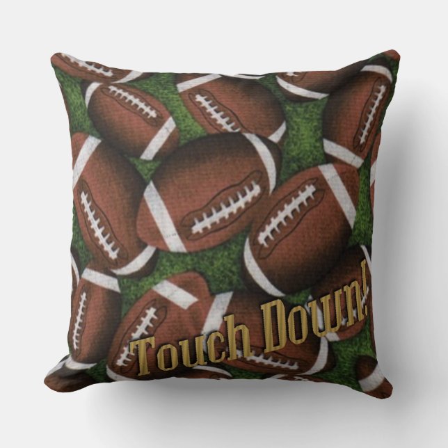 Touch Down Football Pattern Throw Pillow (Front)
