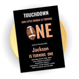 Touch Down One Football Birthday Invitations