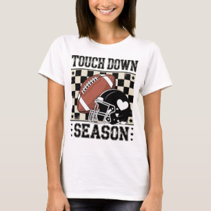 Touch Down Season Football Helmet & Ball Chequered T-Shirt