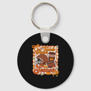 Touch Down Season Footll Autumn Pumpkin Coffee Lat Key Ring