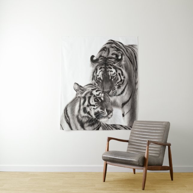 Touch - Hand-Painted Original Tiger Artwork  Tapestry (In Situ)