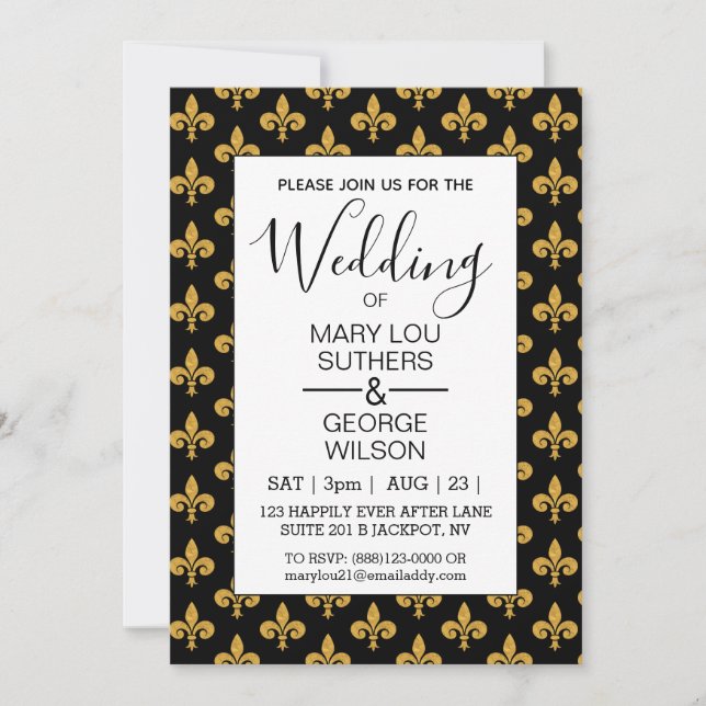 Touch of Class Golden Fleur de Lis Invitation (Front)