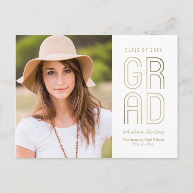 Touch of Class Graduation Announcement Postcard (Front)