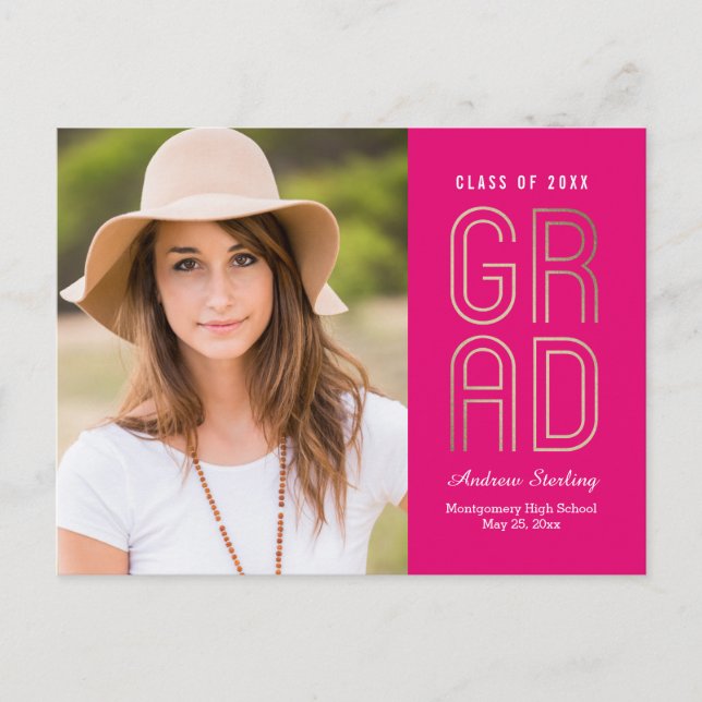 Touch of Class Graduation Announcement Postcard (Front)