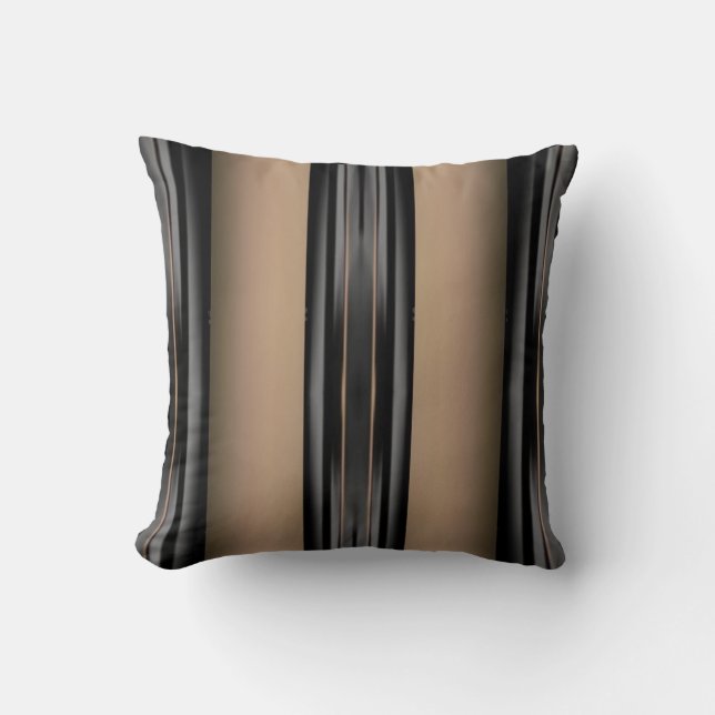 Touch of Class Stripes on Black/Tan/Gold/Grey Cushion (Front)