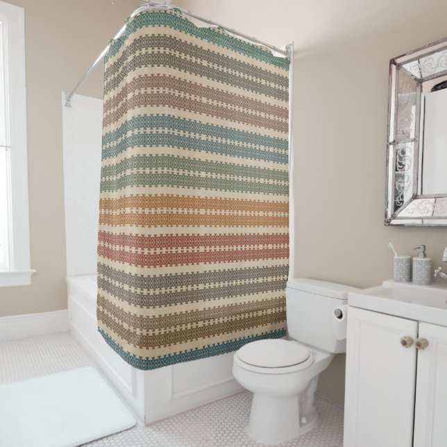 Touch of Colour Geo Pattern Shower Curtain (In Situ)