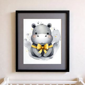 Touch of Colour Nursery Jungle Animals Hippo Poster
