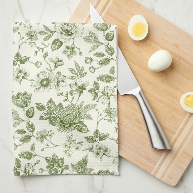 Touch of Elegance Garden Toile Tea Towel (Quarter Fold)