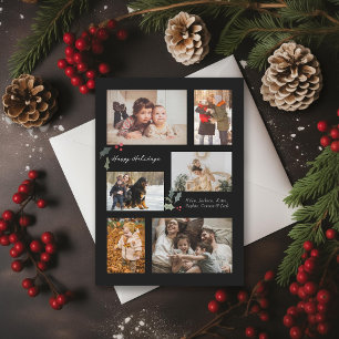 Touch of Holly Minimal Photo Collage Holiday Card