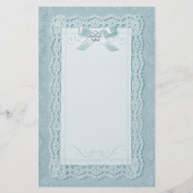 Touch of Lace - Blue Stationery (Front)