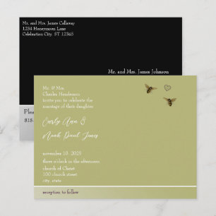 Touch of Lime Vintage Bees Wedding Invitation Postcard