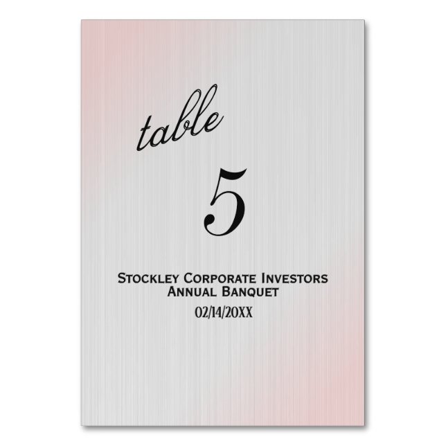 Touch of Pink Silver Table Number (Front)