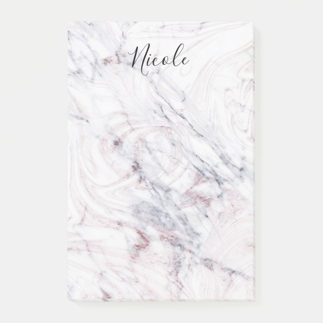 Touch of Rose White & Gray Marble Trendy Chic Post-it Notes (Front)