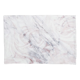 Touch of Rose White & Grey Marble Swirl Chic Pillowcase