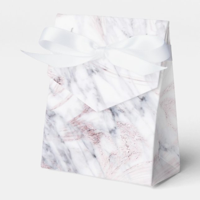 Touch of Rose White Grey Marble Swirl Chic Trendy Favour Box (Front Side)