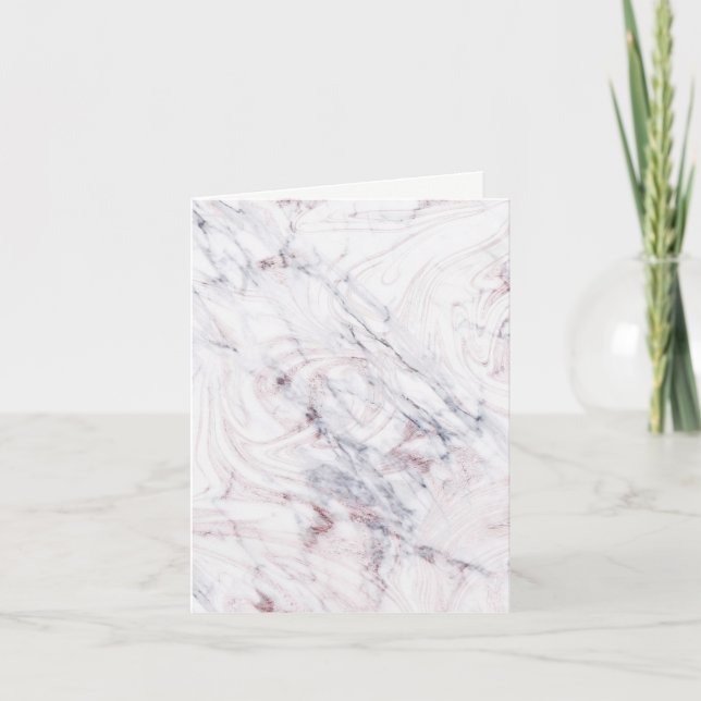 Touch of Rose White & Grey Marble Thank You Fold Card (Front)