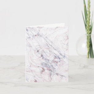 Touch of Rose White & Grey Marble Thank You Fold Card