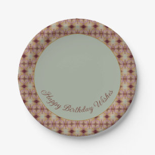 Touch Of Teal Pink And Burgundy Designer Round Paper Plate