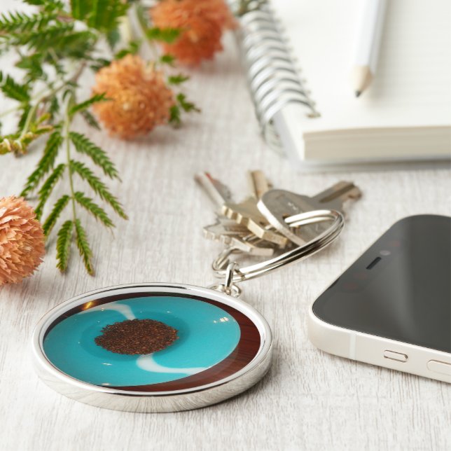 Touch of the Sea: A Cyan Bowl of Coffee Key Ring (Side)