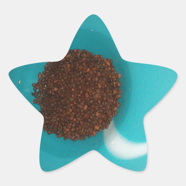 Touch of the Sea: A Cyan Bowl of Coffee Star Sticker (Front)