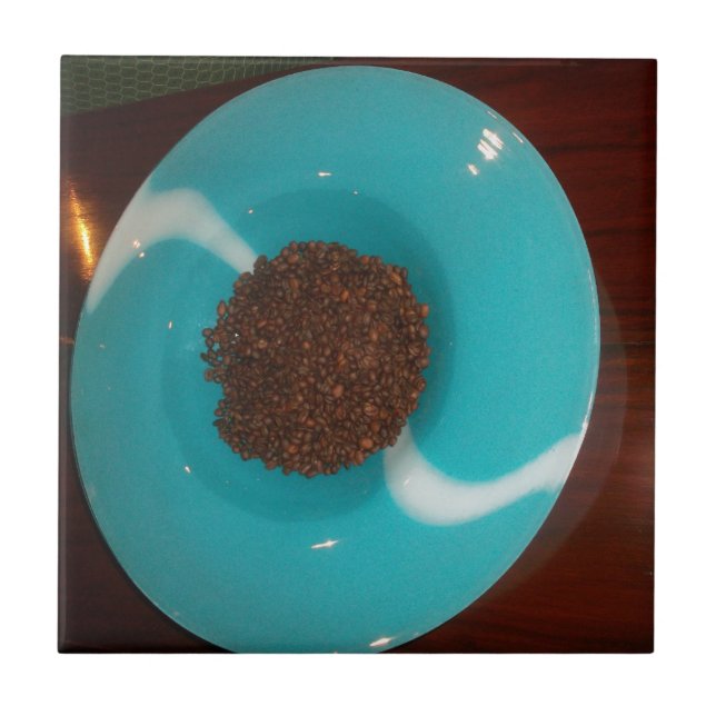 Touch of the Sea: A Cyan Bowl of Coffee Tile (Front)
