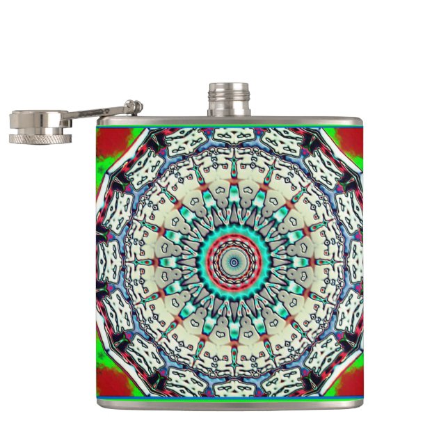 Touch of Turquoise Vinyl Wrapped Flask (Opened)
