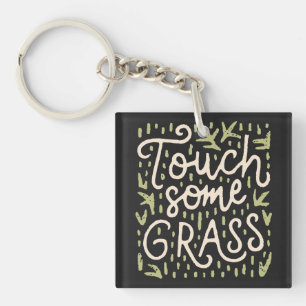 Touch some grass key ring