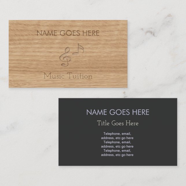 "Touch Wood" Music Tutor Business Cards (Front/Back)