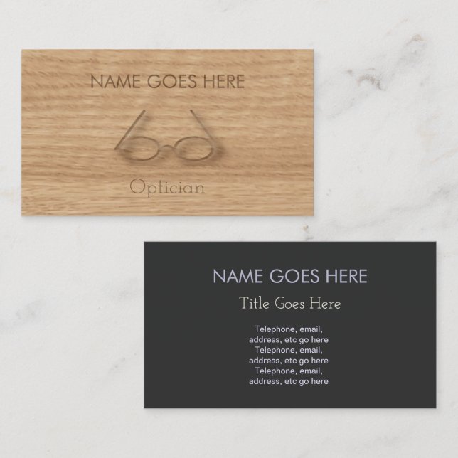 "Touch Wood" Optician Business Cards (Front/Back)