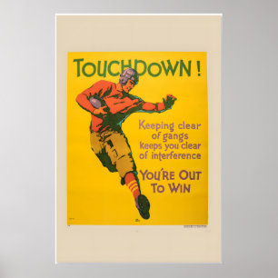 Touchdown! - 1920s Football Themed Mather Business Poster