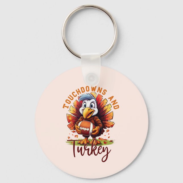 Touchdown and Turkey Thanksgiving Key Ring (Front)