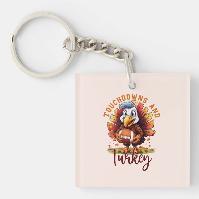 Touchdown and Turkey Thanksgiving Key Ring (Front)