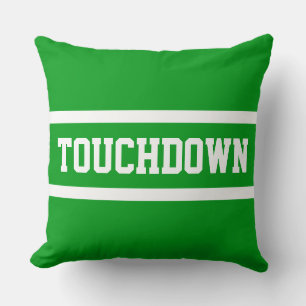TOUCHDOWN Athletic Bold Bright Green White Stripes Cushion