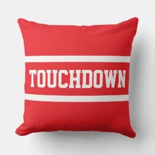 TOUCHDOWN Athletic Bold Bright Red White Stripes Cushion