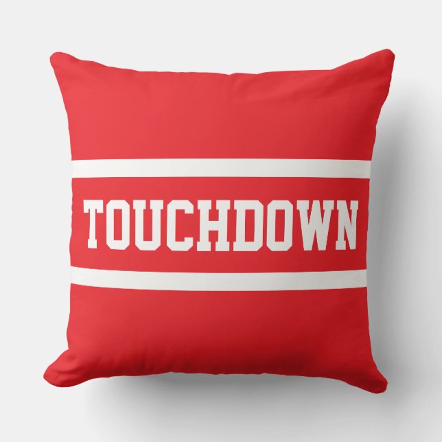 TOUCHDOWN Athletic Bold Bright Red White Stripes Cushion (Front)