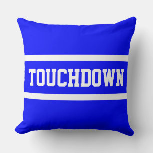 TOUCHDOWN Athletic Bright Royal Blue White Stripes Cushion