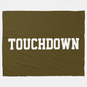 TOUCHDOWN Athletic Brown Sporty White Block Text Fleece Blanket