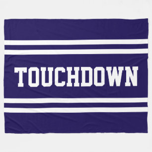 TOUCHDOWN Athletic Brown White Text Racing Stripes Fleece Blanket