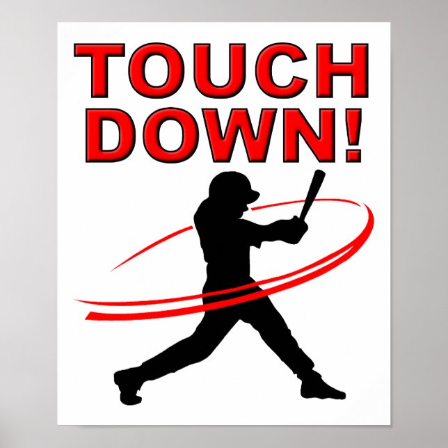 Touchdown Baseball Funny Poster (Front)