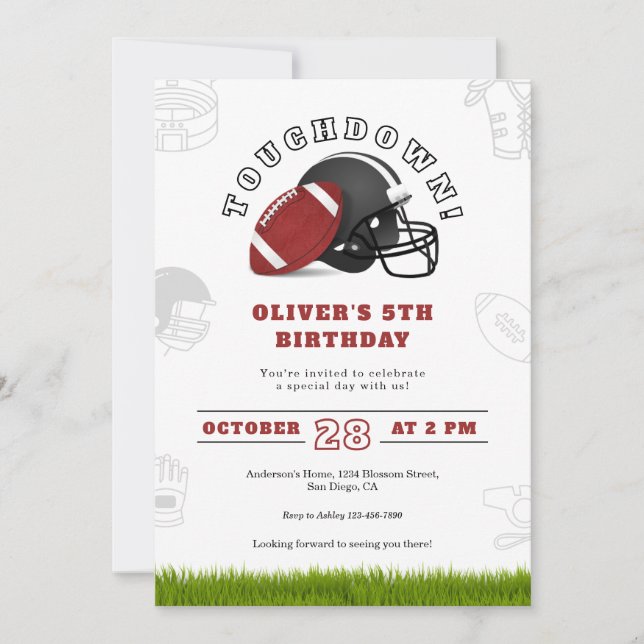 Touchdown Birthday Invitation (Front)