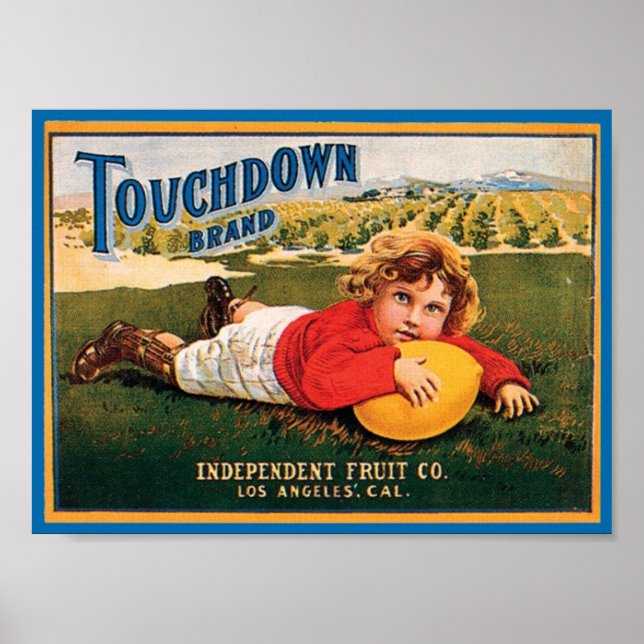 Touchdown Brand Vintage Crate Label Poster (Front)