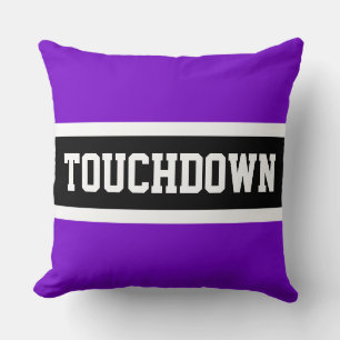 TOUCHDOWN Bright Purple Black White Stripes Cushion