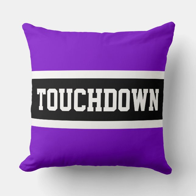TOUCHDOWN Bright Purple Black White Stripes Cushion (Front)