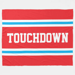 TOUCHDOWN Bright Red White Azure Racing Stripes Fleece Blanket