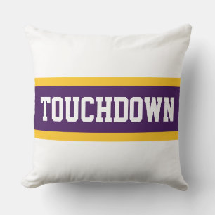 TOUCHDOWN Deep Purple Orange White Racing Stripes Cushion