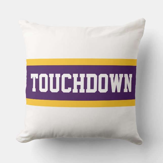 TOUCHDOWN Deep Purple Orange White Racing Stripes Cushion (Front)