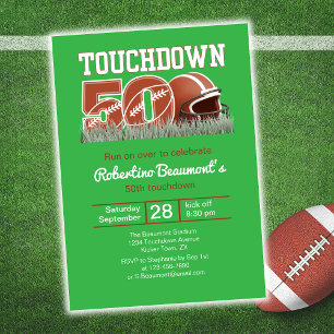 Touchdown Fifty Funny Football 50th Birthday Invitation